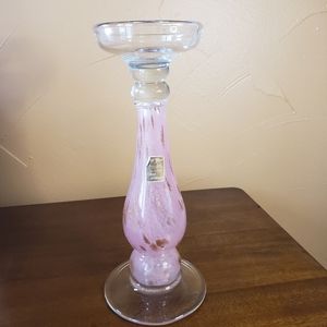 COPY - PIER1 Beautiful Art Collection Glass Artisanal Candle Holder PinkGold Sp…